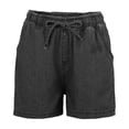 thumbnail image 1 of CHUMUD Jeans Shorts for Women Stretchy Mid Rise Trendy Denim Shorts Drawstring Regular Shorts, 1 of 7