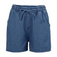 thumbnail image 1 of CHUMUD Jeans Shorts for Women Stretchy Mid Rise Trendy Denim Shorts Drawstring Regular Shorts, 1 of 8