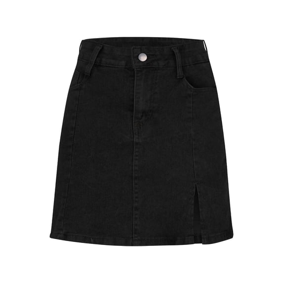 CHUMUD Jeans Skorts for Women Trendy Mid Rise Denim Skirts with Shorts Slit A-Line Skort