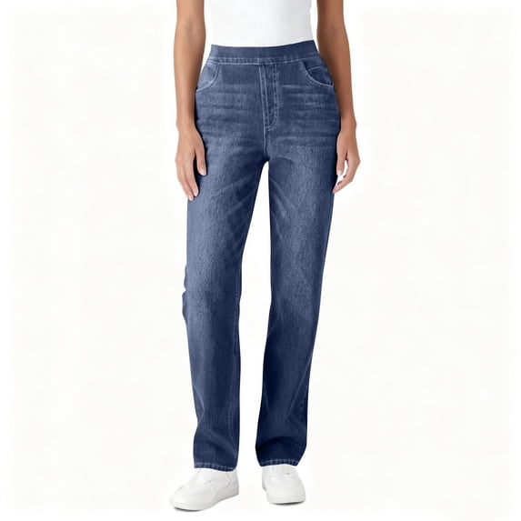 CHUMUD Jeans for Women Trendy Straight Leg Denim Pants Stretchy Pull on Pants