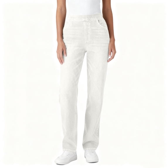 CHUMUD Jeans for Women Trendy Straight Leg Denim Pants Stretchy Pull on Pants