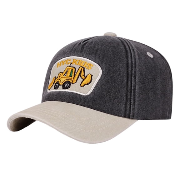 CHUMUD Kids Baseball Cap, Boys Excavator Embroidered Sun Hat, Adjustable Cotton Blend Baseball Cap for Toddler Boys 2-6 Years