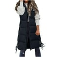 thumbnail image 1 of CHUMUD Long Womens Puffer Vest Winter Sleeveless Puffy Jacket with Hood Warm Quilted Vest 2025 Zip Up Padded Outerwear, 1 of 5