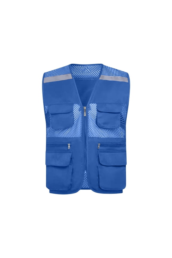 Men Women Safety Vests with Pockets Zipper High Visibility Vest Construction Work Reflective Waistcoat