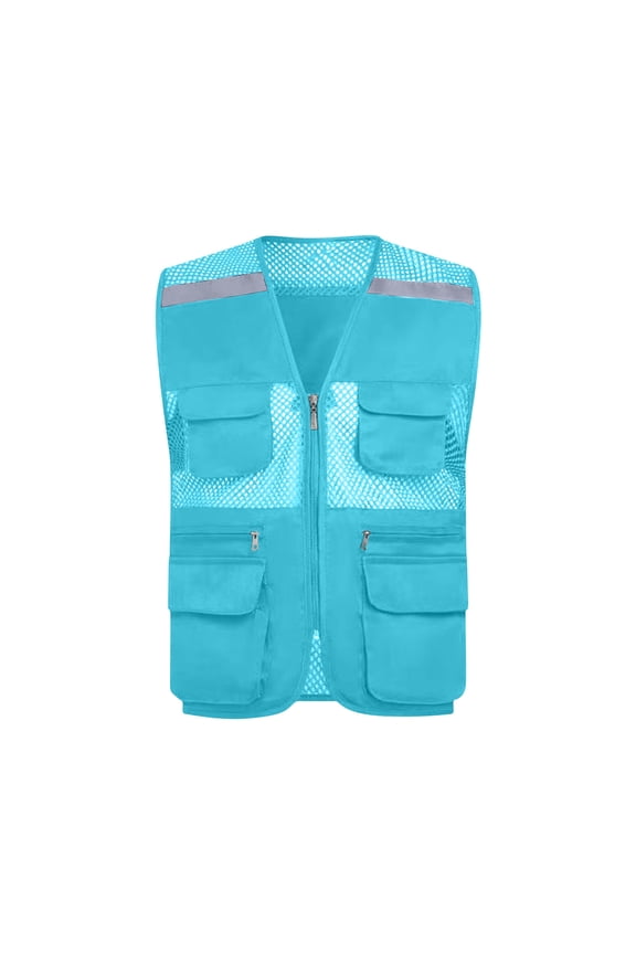 Men Women Safety Vests with Pockets Zipper High Visibility Vest Construction Work Reflective Waistcoat
