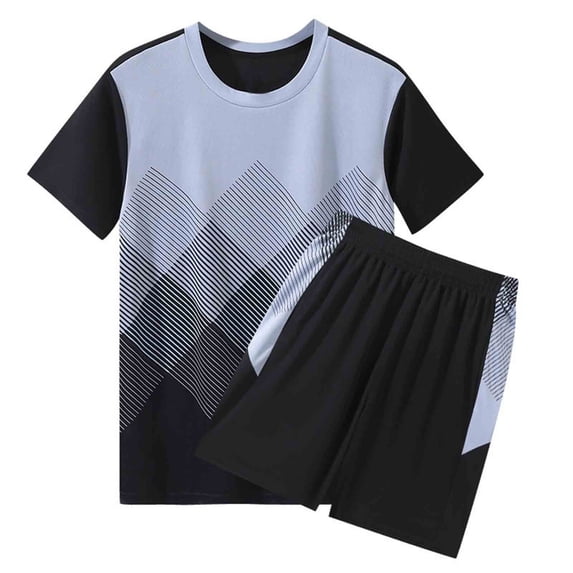 CHUMUD Men's 2 Piece Sets Crew Neck Short Sleeve Tees and Eastic Waisted Shorts Set Workout Clothes Athletic Set Basketball Football Training Running Gym Summer Outfits (Avail for Big and Tall)