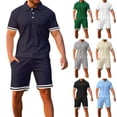 thumbnail image 1 of CHUMUD Men's 2 Piece Sets Half Button Short Sleeve Collared Shirts and Drawstring Eastic Waisted Shorts Set Athletic Set Basketball Football Training Running Gym Texture Summer Trendy Casual Outfits, 1 of 9