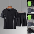 thumbnail image 1 of CHUMUD Men's 2 Piece Sets Short Sleeve Crew Neck T Shirts and Eastic Waisted Shorts Set Workout Clothes Athletic Set Basketball Football Training Running Gym Texture Summer Trendy Casual Outfits, 1 of 6