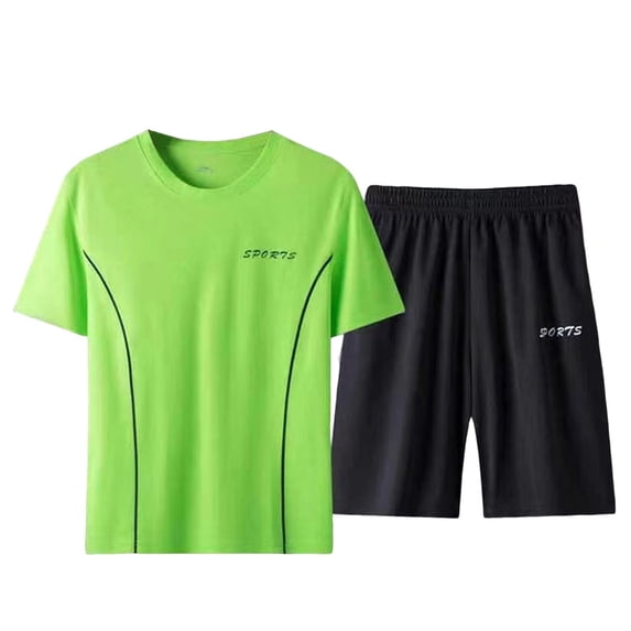 CHUMUD Men's 2 Piece Sets Short Sleeve Crew Neck T Shirts and Eastic Waisted Shorts Set Workout Clothes Athletic Set Basketball Football Training Running Gym Texture Summer Trendy Casual Outfits