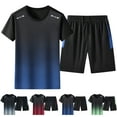 thumbnail image 1 of CHUMUD Men's 2 Piece Sets Short Sleeve Crew Neck Tees and Drawstring Shorts Set Workout Clothes Athletic Set Basketball Football Training Running Gym Texture Summer Outfits (Avail for Big and Tall), 1 of 9