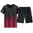 thumbnail image 1 of CHUMUD Men's 2 Piece Sets Short Sleeve Crew Neck Tees and Drawstring Shorts Set Workout Clothes Athletic Set Basketball Football Training Running Gym Texture Summer Outfits (Avail for Big and Tall), 1 of 9