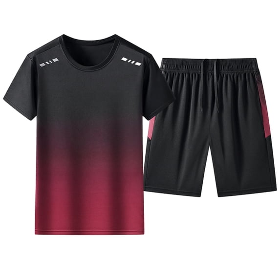 CHUMUD Men's 2 Piece Sets Short Sleeve Crew Neck Tees and Drawstring Shorts Set Workout Clothes Athletic Set Basketball Football Training Running Gym Texture Summer Outfits (Avail for Big and Tall)
