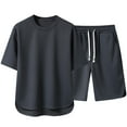 thumbnail image 1 of CHUMUD Men's 2 Pieces Set Short Sleeve Crew Neck T Shirt and Eastic Waisted Shorts Set Loose Fit Casual Summer Matching Set, 1 of 5