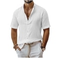 thumbnail image 1 of CHUMUD Men's Cotton Linen Shirts Short Sleeve Casual Shirts Button Down Shirt Collared Summer Blouse, 1 of 6