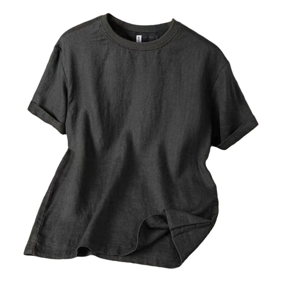 CHUMUD Men's Cotton Linen T-Shirts Crew Neck Tee Plain Basic T-Shirt Casual Short Sleeve Tops Summer Cool & Breathable Tees