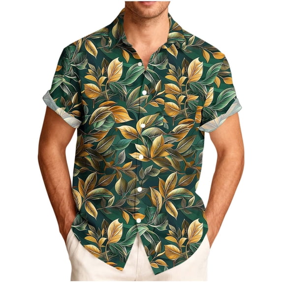 CHUMUD Men's Hawaiian Shirt Short Sleeve Summer Beach Tropical Button Down Collared Shirt Vacation (Avail for Big & Tall)