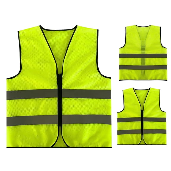 CHUMUD Men's High Visibility Safety Vest, Waistcoat Vest Grey Reflective Strips Traffic Clothes for Adult, One Size