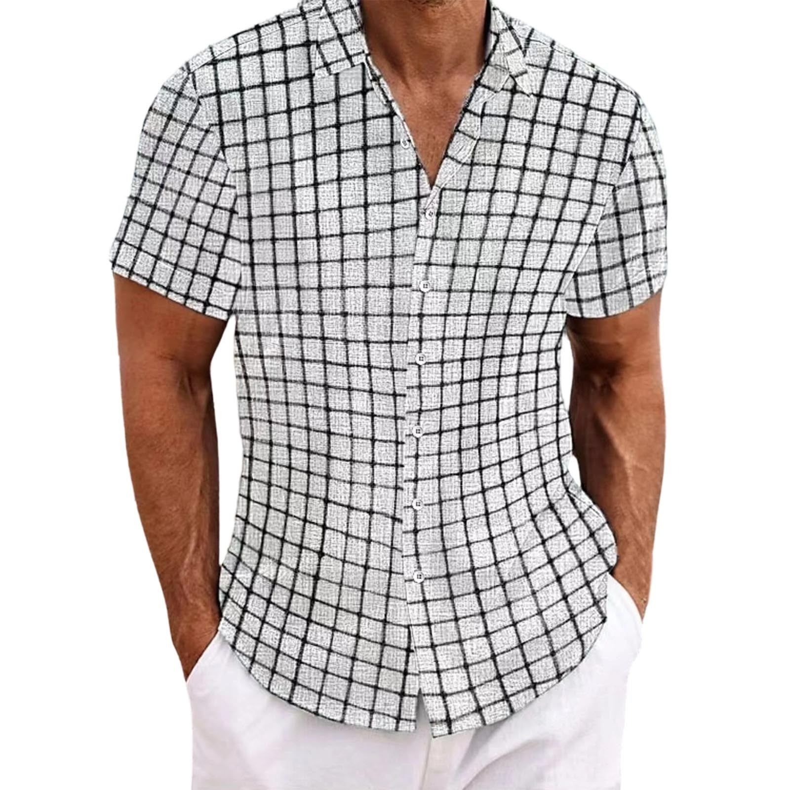 CHUMUD Men's Short Sleeve Button Down Shirt Plaid Button Up Shirts ...