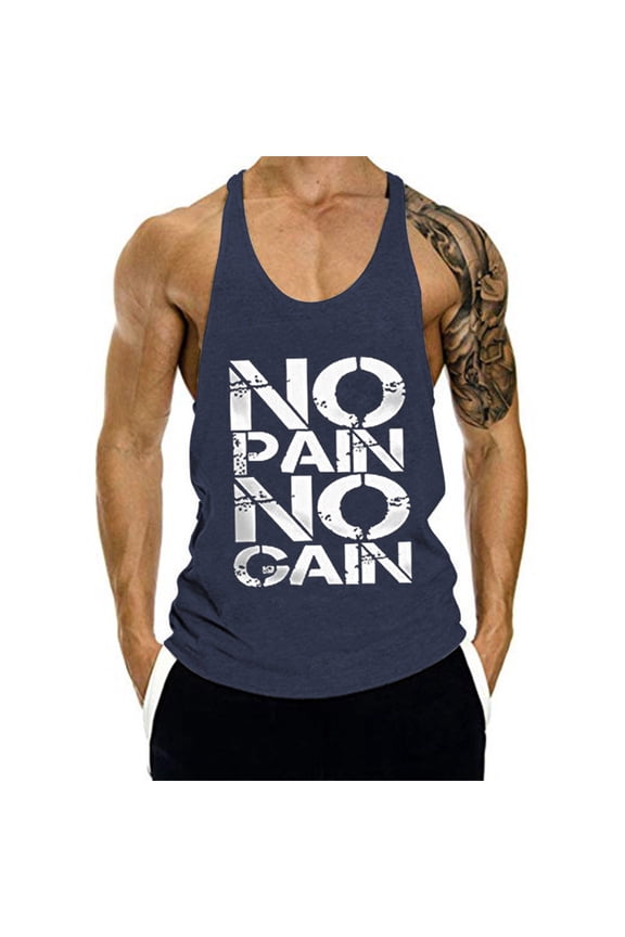 Men's Stringer Tank Tops Muscule Cut Bodybuilding Gym Vest Y-Back Workout Sleeveless T-Shirt Letter Print Active Tank Tops