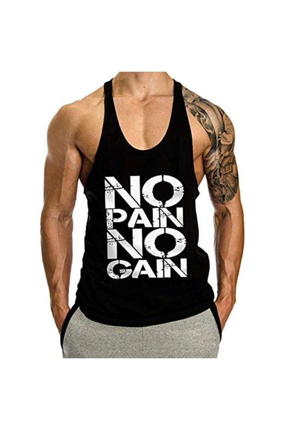Men's Stringer Tank Tops Muscule Cut Bodybuilding Gym Vest Y-Back Workout Sleeveless T-Shirt Letter Print Active Tank Tops