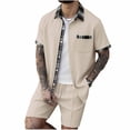 thumbnail image 1 of CHUMUD Mens 2 Piece Outfit Set Tracksuits Button Down Shirts jJackets and Shorts Summer Beach Vacation Lounge Workout Short Sleeve Plaid Sets Everyday, 1 of 9