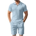 thumbnail image 1 of CHUMUD Mens 2 Piece Summer Outfits Textured Classy Casual Quarter Zip Golf Shirt and Shorts Set Stretch Short Sleeve Suit, 1 of 6