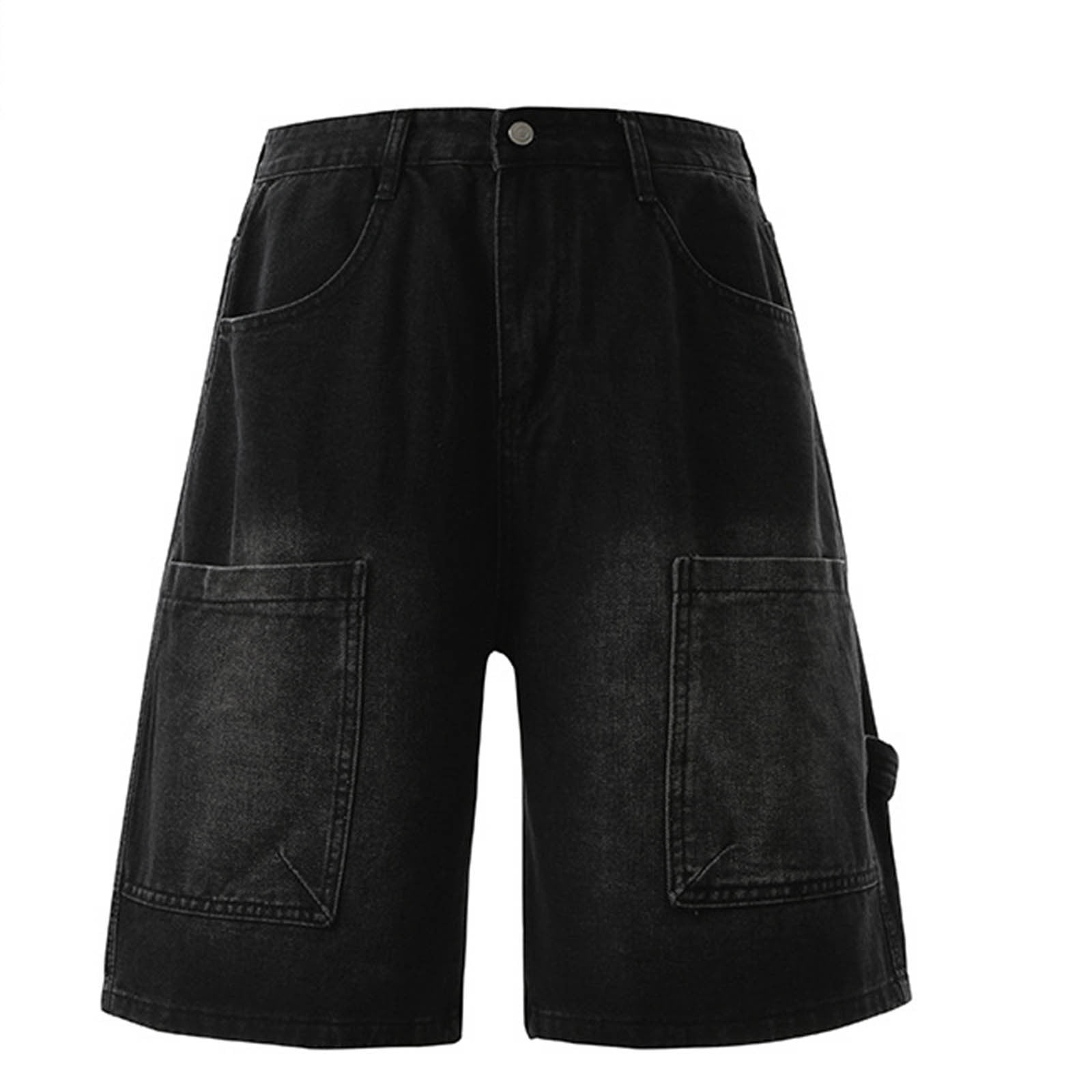 CHUMUD Mens Baggy Jean Shorts Loose Fit Vintage Denim Wide Leg Shorts ...