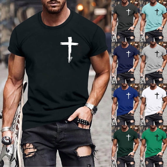 CHUMUD Mens Easter Graphic T Shirts Crew Neck Short Sleeve Tops Summer Basic T Shirt