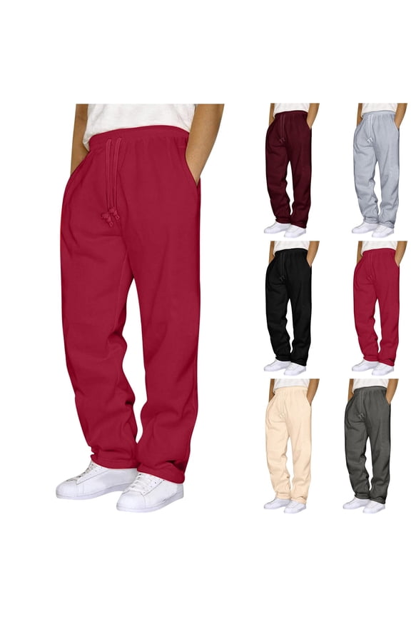 Mens Sweatpants Drawstring Waisted Athletic Lounge Pants Open Bottom Workout Joggers with Pockets