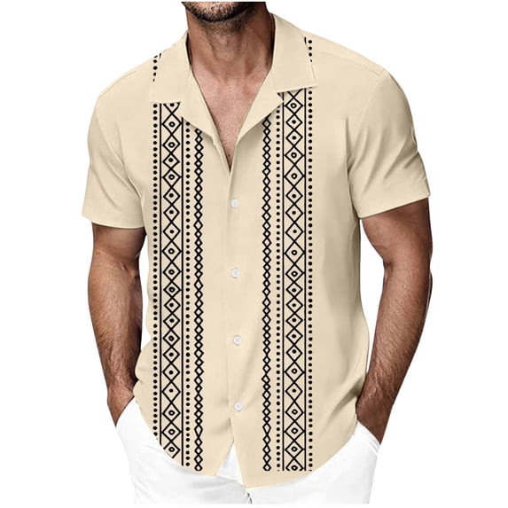 CHUMUD Mens Vintage Short Sleeve Button Down Collared Shirts Summer Casual Vacation Shirts