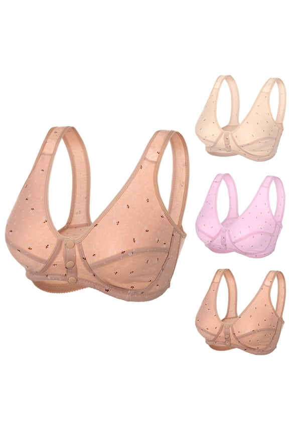 Middle Elder Women's Front Button Bra Wireless Comfort Supportive Bra