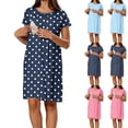 thumbnail image 1 of CHUMUD Nursing Nightgown 3 in 1 Labor and Delivery Hospital Gown Maternity Dress Short Sleeve Polka Dots Birthing Robe for Breastfeeding, 1 of 6