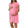 thumbnail image 1 of CHUMUD Nursing Nightgown 3 in 1 Labor and Delivery Hospital Gown Maternity Dress Short Sleeve Polka Dots Birthing Robe for Breastfeeding, 1 of 6
