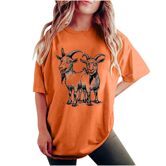 CHUMUD Oversize T Shirts for Women Short Sleeve Crew Neck Print Tees Summer Casual Loose Fit