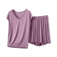 thumbnail image 1 of CHUMUD Pajama Sets for Women 1/4 Sleeve 2 Piece Lounge Pjs Matching Summer Loose V-Neck Sleepwear Shorts Soft Comfy Pj Set, 1 of 3