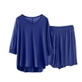 thumbnail image 1 of CHUMUD Pajama Sets for Women 3/4 Sleeve 2 Piece Lounge Pjs Matching Summer Sleepwear Shorts Soft Pj Set, 1 of 6