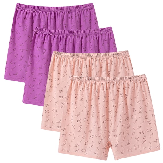 CHUMUD Plus Size 4 Pcs Senior Underwear for Elderly Women Cotton Boxer Briefs Loose Soft Sleepwear Panties Shorts for Middle Elderly Ladies L-6XL