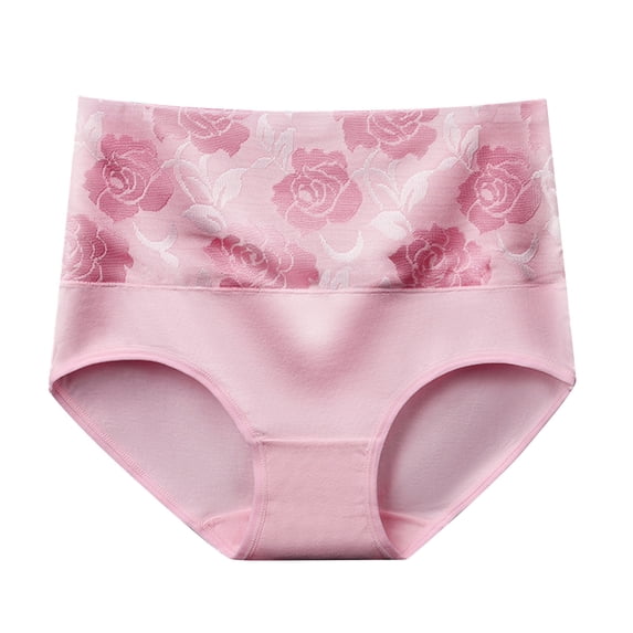 CHUMUD Plus Size Cotton Underwear for Women High Waisted Full Coverage Briefs Solid Soft Strech Breathable Floral Panties