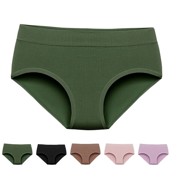 CHUMUD Plus Size Cotton Underwear for Women Mid Waisted Solid Full Coverage Stretch Briefs Tummy Control Panties Solid Breathable Panty