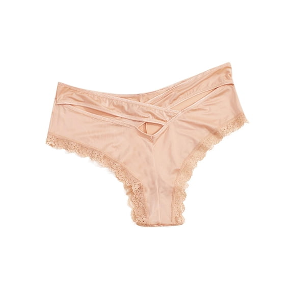 CHUMUD Plus Size Seamless Thong for Women No Show Underwear Breathable Comfort Cross Cutout Panties Soft Lace Undies