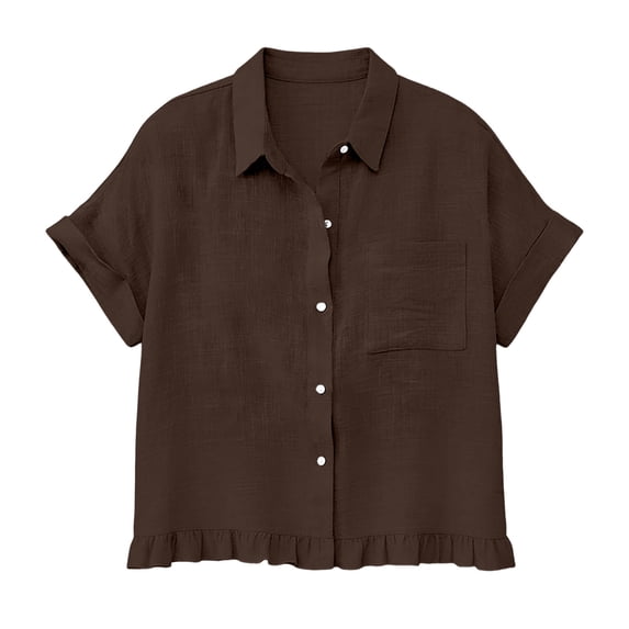 CHUMUD Plus Size Shirts for Women Short Sleeve Button Down Collared Shirt Trendy Summer
