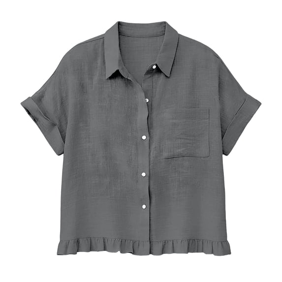 CHUMUD Plus Size Shirts for Women Short Sleeve Button Down Collared Shirt Trendy Summer