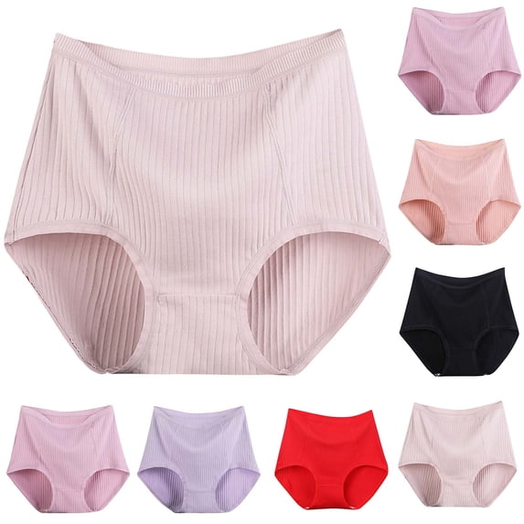 CHUMUD Plus Size Underwear for Women High Waisted Full Coverage Briefs Soft Solid Breathable Ribbed Panties XL-6XL
