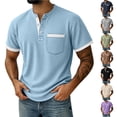 thumbnail image 1 of CHUMUD Pocket T Shirts for Man Short Sleeve Soft V Neck Casual Summer Half Button Basic Tee Shirts, 1 of 7