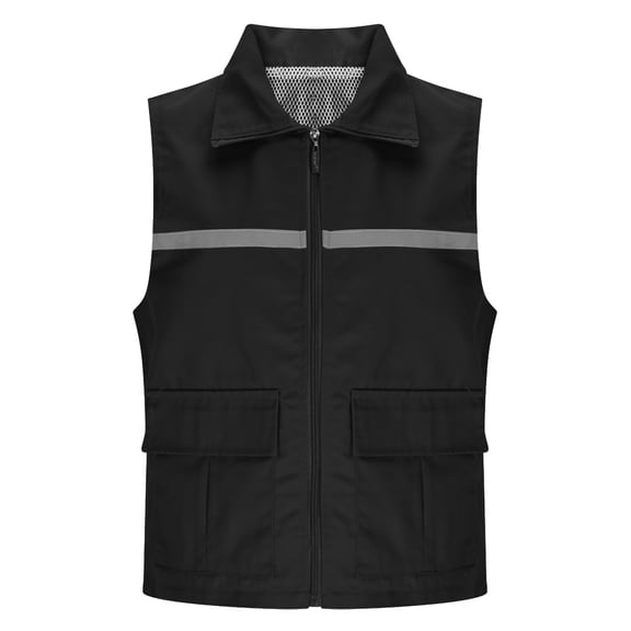 CHUMUD Reflective Lightweight Zip-Up Vest with Pockets for Outdoor Sports and Activities Sleeveless Windbreaker