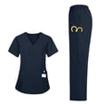 thumbnail image 1 of CHUMUD Scrubs Set for Women with Pockets V-Neck Short Sleeve Top & High Waist Straight Leg Pants Medical Uniforms for Nurse, Doctor, Healthcare Workers, 1 of 9