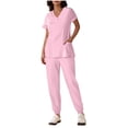 thumbnail image 1 of CHUMUD Scrubs Set for Women, Nurse Uniform Jogger Suit, Button V Neck Stretch Top & Pants, for Nurse Esthetician Workwear, 1 of 6