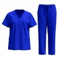 thumbnail image 1 of CHUMUD Scrubs Set for Women, Nurse Uniform V-Neck Top and Drawstring Scrub Pants with Multi Pocket Nurse Workwear, 1 of 2