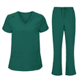 thumbnail image 1 of CHUMUD Scrubs for Women Set Nursing Medical Uniform Short Sleeve V-Neck Top & Straight Leg Cargo Pants with Pockets Stretchy Workwear, 1 of 3