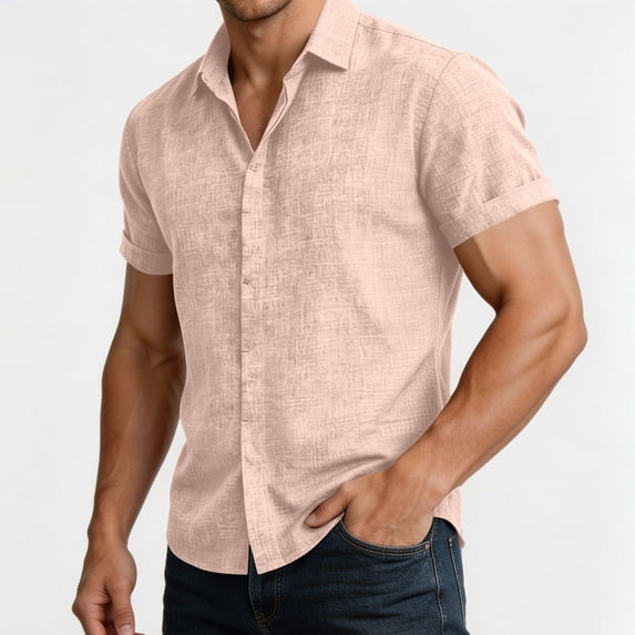 CHUMUD Shirts for Men Summer Button Down Turn Down Collar Shirt Short Sleeve Casual Tops